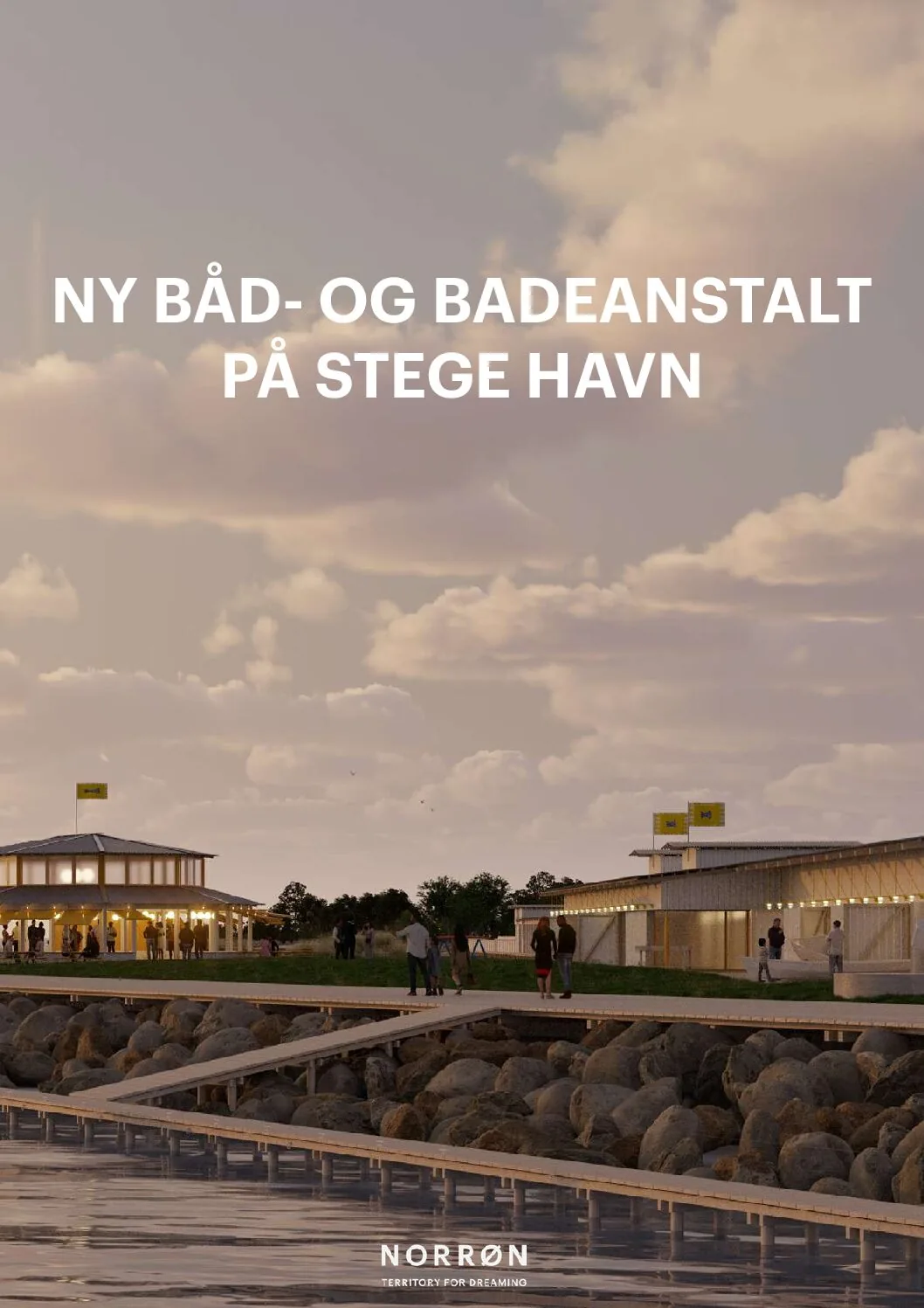 Forside af prospektet: Ny Båd- og Badeanstalt på Stege Havn